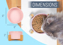Nat & Jules Small Pink 6 inch Stoneware Ceramic and Wood Pet Bowl With Stand