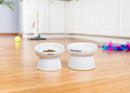 Nat & Jules Mine Also Mine White 6 inch Stoneware Raised Pet Food and Water Bowls Set of 2