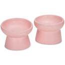 Nat & Jules Mine Also Mine Pink 6 inch Stoneware Raised Pet Food and Water Bowls Set of 2