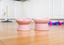 Nat & Jules Mine Also Mine Pink 6 inch Stoneware Raised Pet Food and Water Bowls Set of 2
