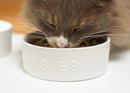 Nat & Jules Nibbles and Dribbles White 5 inch Stoneware Small Pet Bowls Set of 2