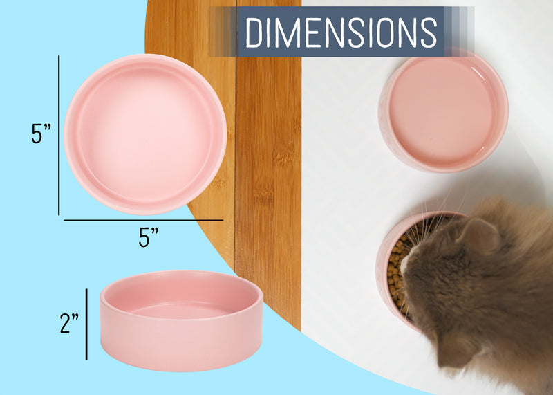 Nat & Jules Nibbles and Dribbles Pink 5 inch Stoneware Small Pet Bowls Set of 2