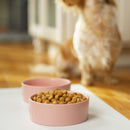 Nat & Jules Nibbles and Dribbles Pink 5 inch Stoneware Small Pet Bowls Set of 2
