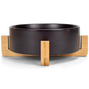Nat & Jules Large Black 8 inch Stoneware Ceramic and Wood Pet Bowl With Stand