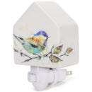 Nat & Jules Dean Crouser Chickadee on Branch White 5 x 3 Ceramic Birdhouse Night Light
