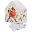 Nat & Jules Dean Crouser Cardinal Pair White 5 x 3 Ceramic Birdhouse Night Light