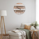 Nat & Jules Striped White and Woodgrain 24 inch Wood Composite Wall Clock