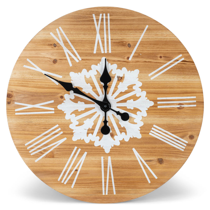 Nat & Jules Snowflake Woodgrain 24 inch Wood Composite Wall Clock
