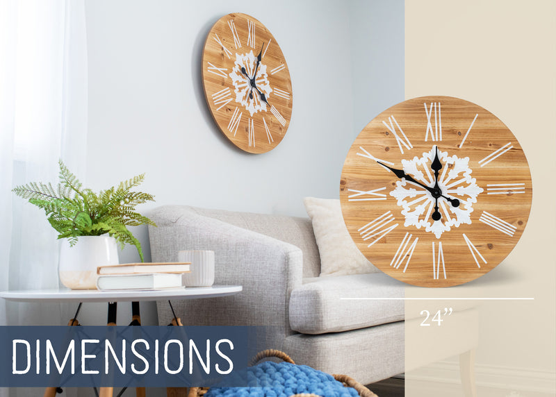 Nat & Jules Snowflake Woodgrain 24 inch Wood Composite Wall Clock