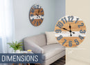 Nat & Jules Striped Woodgrain and White 24 inch Wood Composite Wall Clock