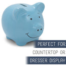 Nat & Jules Smiling Matte Blue 7 x 5 Ceramic Piggy Bank