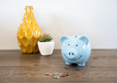 Nat & Jules Smiling Matte Blue 7 x 5 Ceramic Piggy Bank