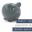 Nat & Jules Smiling Matte Grey 7 x 5 Ceramic Piggy Bank