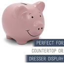 Nat & Jules Smiling Matte Pink 7 x 5 Ceramic Piggy Bank
