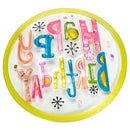 Happy Birthday Round Green Multicolored 11 x 11 Vibrant Glass Accent Plate