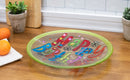 Happy Birthday Round Green Multicolored 11 x 11 Vibrant Glass Accent Plate