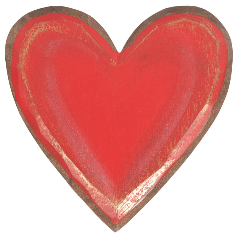 DEMDACO Heart Valentines Festive Distressed Red 7 x 6 Paulownia Wood Magnetic Token