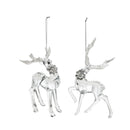 DEMDACO Ice Sculpture Deer Clear 4 x 6.5 Inch Glass Christmas Ornaments Assorted Set of 2