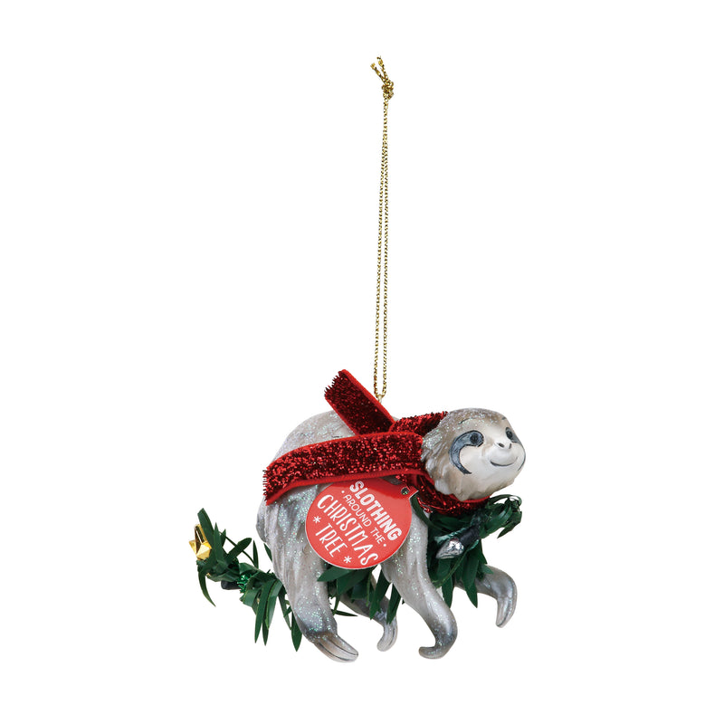 DEMDACO Sloth Slothing Around The Christmas Tree 3.5 x 2.5 Inch Resin Christmas Tree Ornament