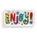 Enjoy Patterned Multicolored Dots 15 x 8 Vibrant Glass Rectangular Platter