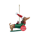 DEMDACO Wiener Dog Festive Green 4 x 3 Resin Stone Holiday Decorative Hanging Ornament
