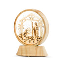 DEMDACO LED Lit Holy Family Nativity Natural Brown 5.5 x 4 Wood and Water Snow Globe