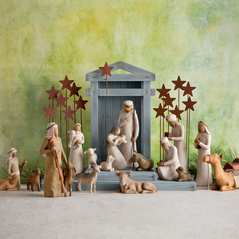 Willow Tree Metal Star Backdrop, Hand-Painted Nativity Accessory
