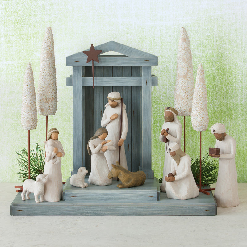 Willow Tree Creche, Hand-Painted Nativity Backdrop