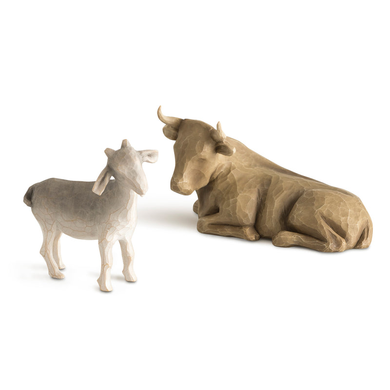 Willow Tree Ox and Goat, Sculpted Hand-Painted Nativity Figures, 2-Piece Set