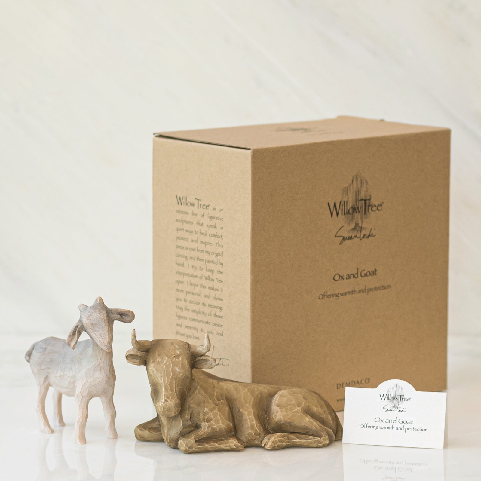 Willow Tree Ox and Goat, Sculpted HandPainted Nativity Figures, 2Pie