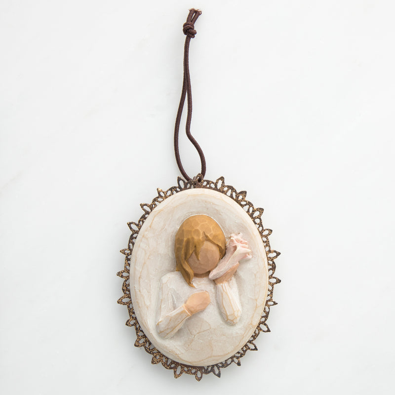 Willow Tree Thinking of You Metal-Edged Ornament, Sculpted Hand-Painted bas Relief