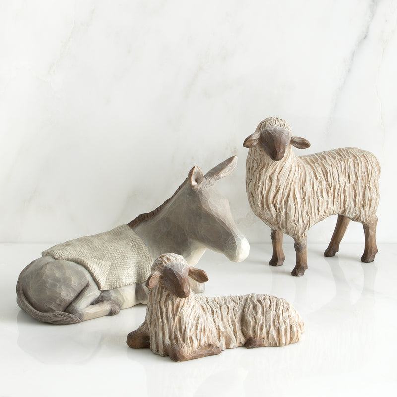 Willow Tree Gentle Animals of The Stable for The Christmas Story, Sculpted Hand-Painted Nativity Figures, 3-Piece Set