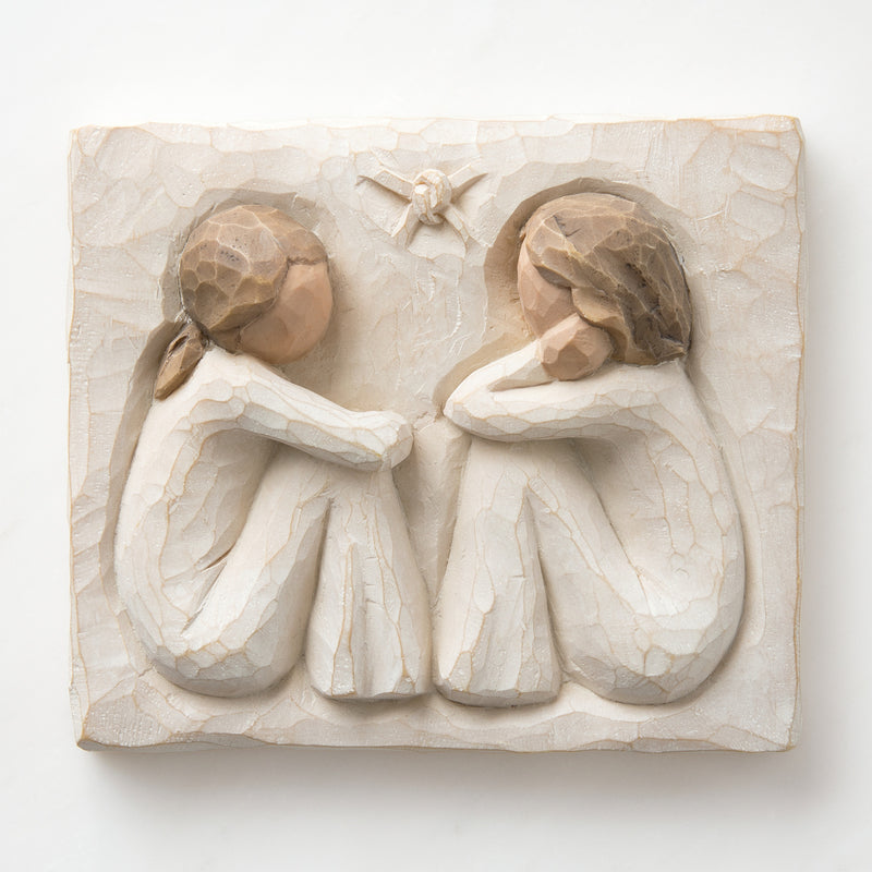 Willow Tree Friendship Plaque, Sculpted Hand-Painted bas Relief