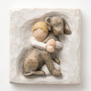 Willow Tree Hug Plaque, Sculpted Hand-Painted bas Relief