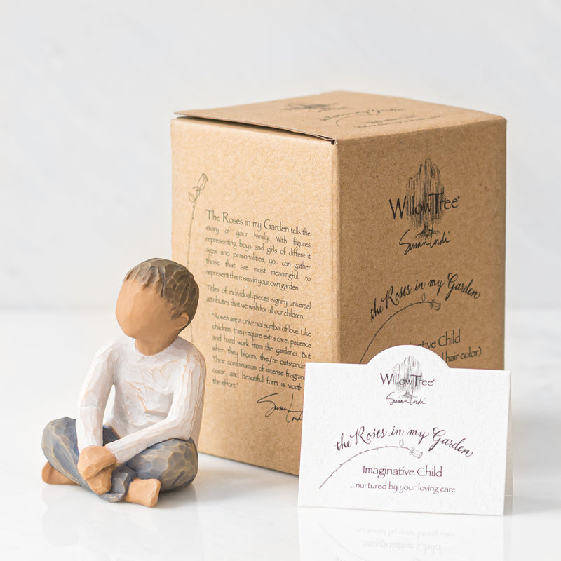 Willow Tree Imaginative Child (Darker Skin Tone & Hair Color), Sculpted Hand-Painted Figure