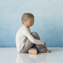 Willow Tree Caring Child (Darker Skin Tone & Hair Color), Sculpted Hand-Painted Figure