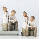Willow Tree Brother and Sister (Darker Skin Tone & Hair Color), Sculpted Hand-Painted Figure