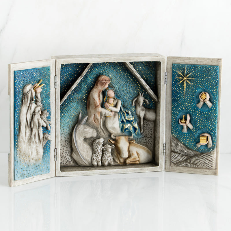 Willow Tree Starry Night Nativity, Sculpted Hand-Painted Nativity Triptych