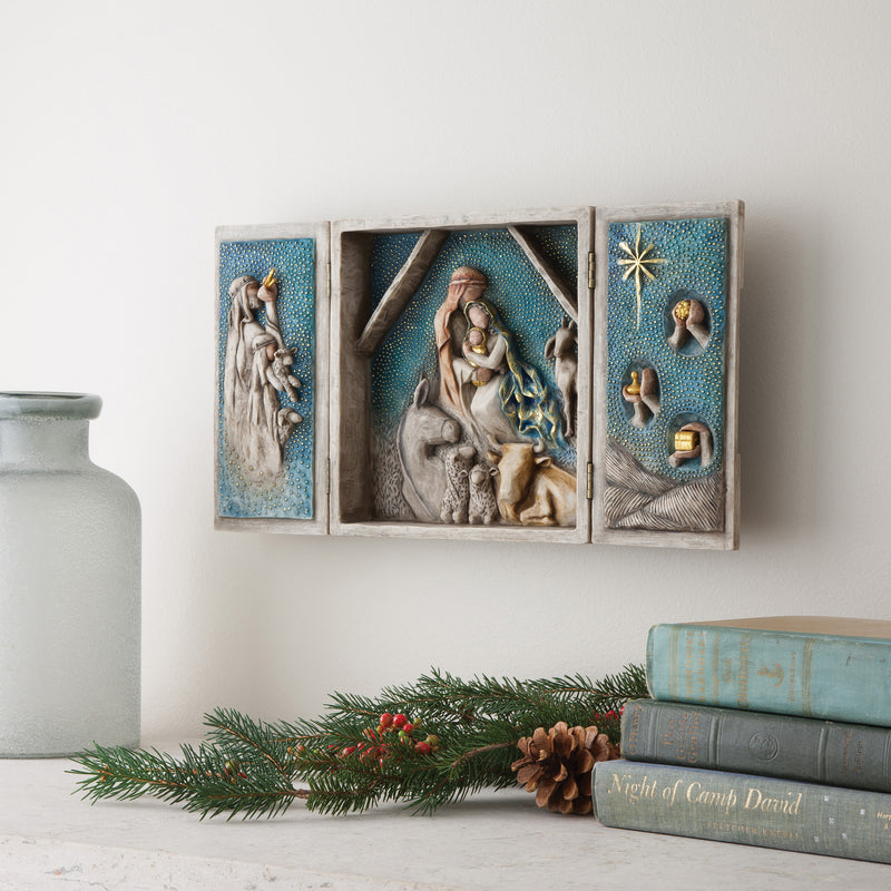 Willow Tree Starry Night Nativity, Sculpted Hand-Painted Nativity Triptych