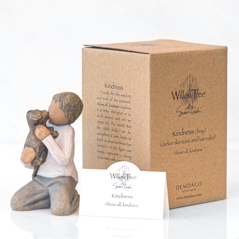 Willow Tree Kindness (boy, Darker Skin Tone & Hair Color), Sculpted Hand-Painted Figure