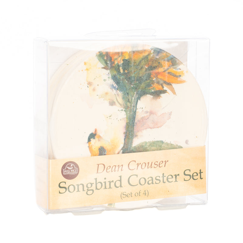 DEMDACO Dean Crouser Songbird Watercolor 4 x 4 Absorbent Ceramic and Cork Coasters Set of 4