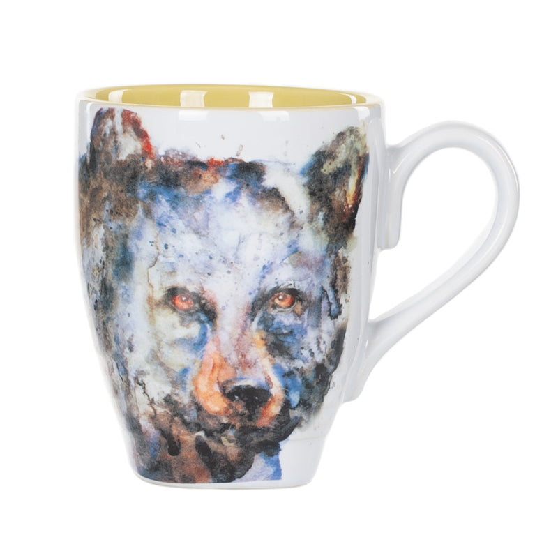 DEMDACO Bear Watercolor Glossy Stoneware Mug With Handle 16 Ounce, Brown On White