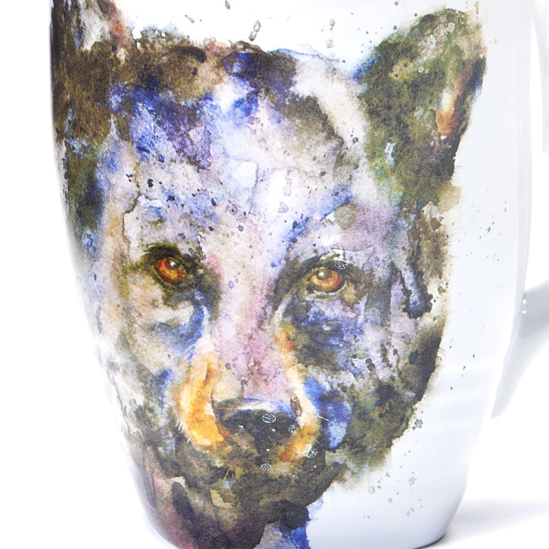 DEMDACO Bear Watercolor Glossy Stoneware Mug With Handle 16 Ounce, Brown On White