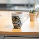 Dean Crouser Owl Watercolor Gray On White 16 Ounce Glossy Stoneware Mug With Handle