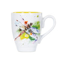 Dean Crouser Dragonfly Watercolor Yellow On White 16 Ounce Glossy Stoneware Mug With Handle