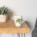 Dean Crouser Dragonfly Watercolor Yellow On White 16 Ounce Glossy Stoneware Mug With Handle