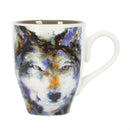 DEMDACO Dean Crouser Wolf Watercolor Gray On White 16 Ounce Glossy Stoneware Mug With Handle