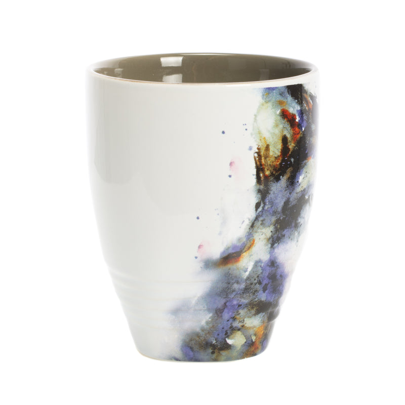 DEMDACO Dean Crouser Wolf Watercolor Gray On White 16 Ounce Glossy Stoneware Mug With Handle