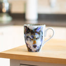 DEMDACO Dean Crouser Wolf Watercolor Gray On White 16 Ounce Glossy Stoneware Mug With Handle