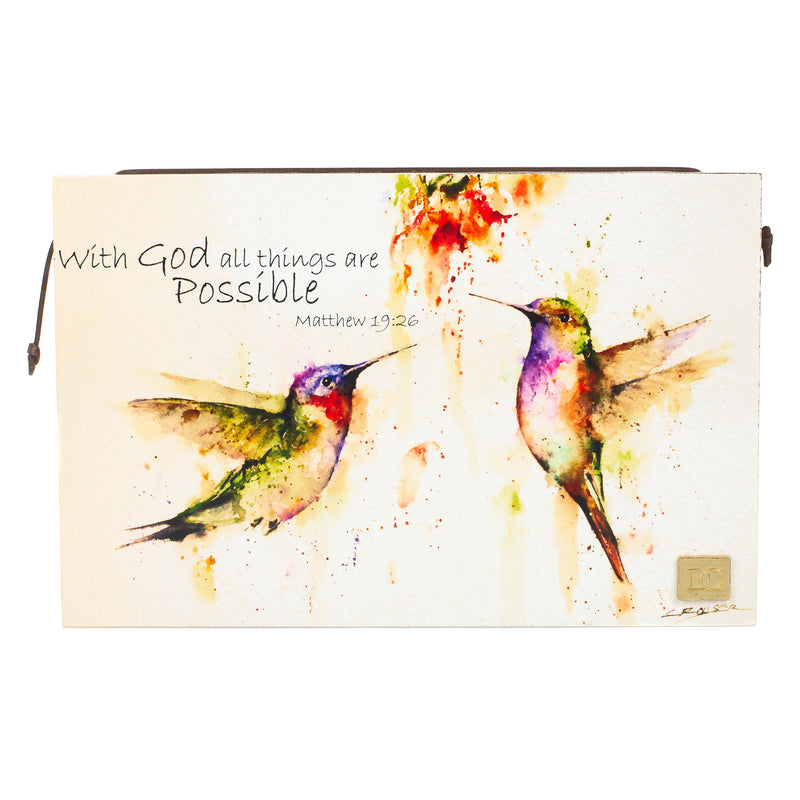 DEMDACO Dean Crouser With God All Things Hummingbird 10 x 6.5 Wrapped Canvas Inspirational Wall Art Plaque
